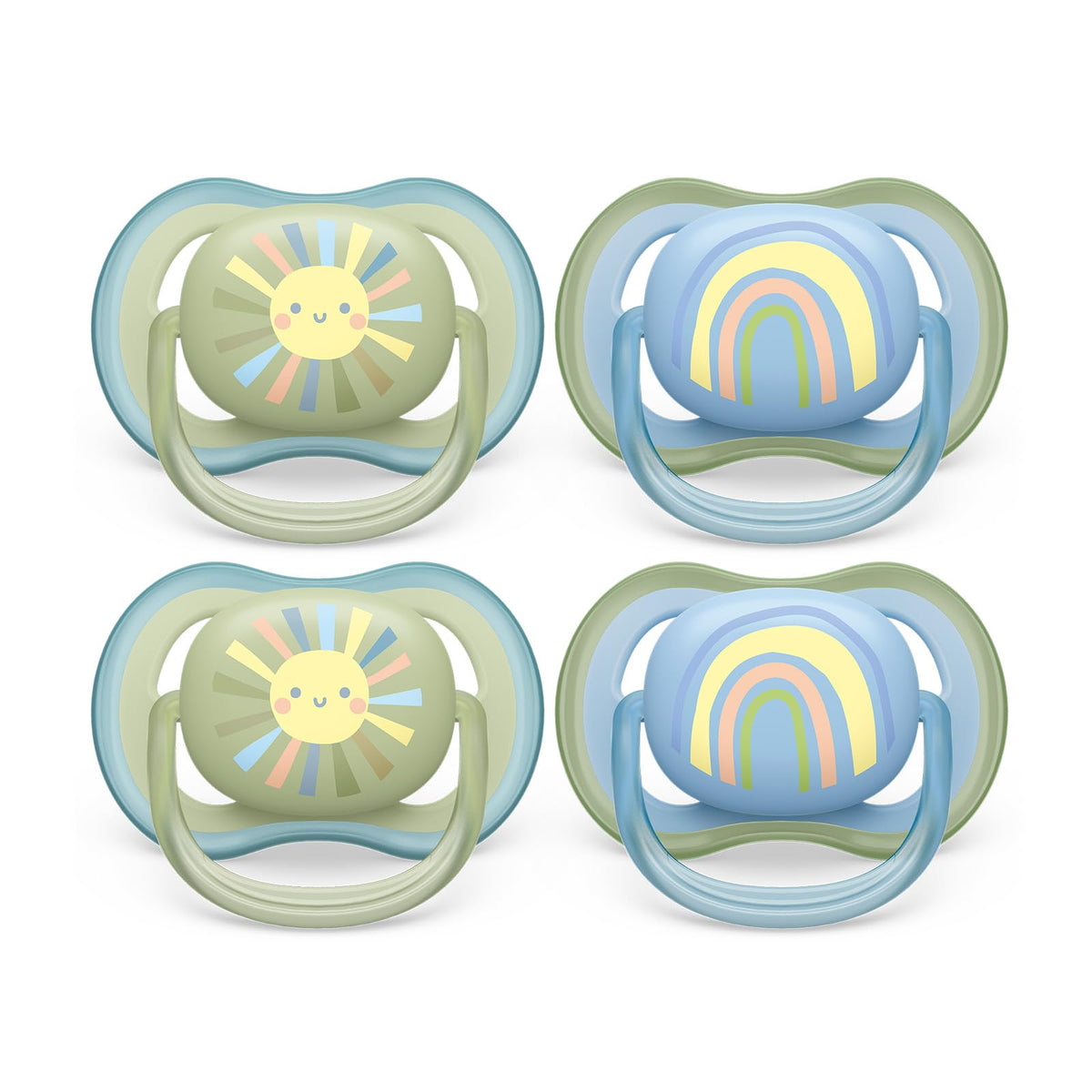 AVENT Philips Ultra Air Pacifier - 4 x Light, Breathable Baby Pacifiers for Babies Aged 0-6 Months, BPA Free with Sterilizer Carry Case (Model SCF085/49)