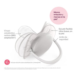 AVENT Philips Ultra Soft Soother - 4 x Soft and Flexible Baby Soothers for Babies Aged 6-18 Months, BPA Free with Steriliser Carry Case (Model SCF091/36)