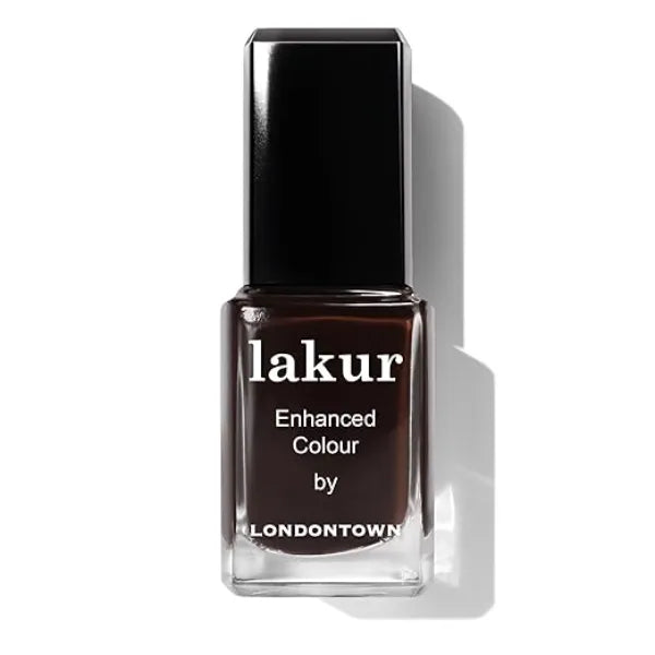 LONDONTOWN lakur Nail Polish Gel Like Shine, Long Lasting Color, Strengthens & Hydrates Nails with 21+ Free Clean Formula and Pro Contour Brush, Midnight Mocha, 0.4 Fl Oz