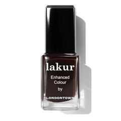 LONDONTOWN lakur Nail Polish Gel Like Shine, Long Lasting Color, Strengthens & Hydrates Nails with 21+ Free Clean Formula and Pro Contour Brush, Midnight Mocha, 0.4 Fl Oz