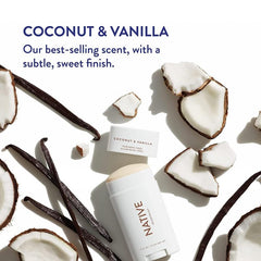 Native Deodorant | Natural Deodorant for Women and Men, Aluminum Free with Baking Soda, Probiotics, Coconut Oil and Shea Butter | Coconut & Vanilla - Pack of 2