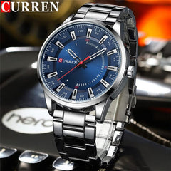 CURREN 8406 Top Brand Luxury Fashion Watch Men's New Stainless Steel Waterproof Wrist Watch - SILVER GREEN