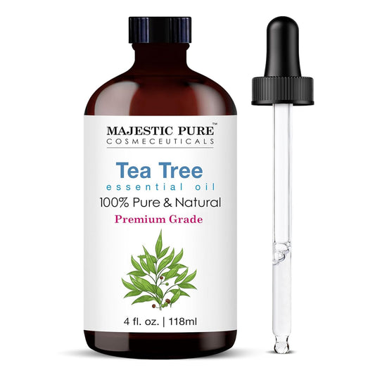 MAJESTIC PURE Tea Tree Essential Oil – Large 118 ml Bottle | 100% Pure & Natural | Premium Grade Essential Oil for Hair Care, Skin, Aromatherapy, Diffusers, Massage & Humidifiers