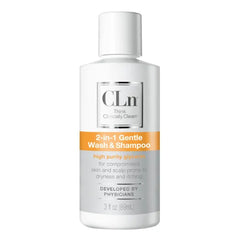 CLn 2-in-1 Gentle Wash & Shampoo - 3 fl oz, Multi Functional Hydrating Body Wash & Clarifying Shampoo for Oily Hair, Scalp Prone to Irritation, Flaking & Itching, Paraben & Fragrance Free Cleanser