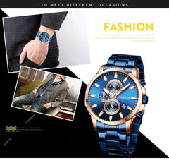 CURREN 8337 Quartz Watch Top Brand Casual Sport Clock Luxury Wristwatch for Men Fashion (Blue)