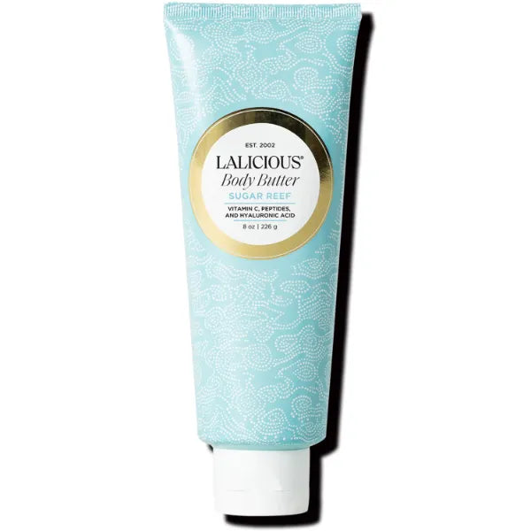 LaLicious Sugar Reef Body Butter - Hydrating Body Moisturizer with Shea Butter, Cucumber Extract & Apricot Oil, No Parabens - 8 Ounces