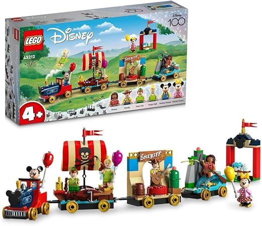 LEGO 43212 Disney: Disney Celebration Train Set with Moana, Woody, Peter Pan and Tinker Bell Parade Floats plus Mickey and Minnie Mouse, Toy for Kids Aged 4 Plus, Disney's 100th Anniversary Series