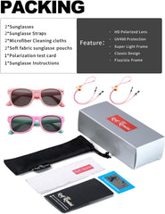 Flexible Kids Sunglasses Polarized Sports Sun Glasses Girls Boys Shades with Straps UV400 Protection Eyewear for Age 2-10