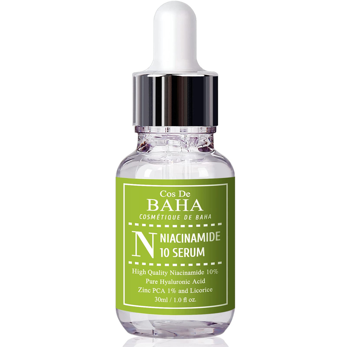 Cos De Baha Niacinamide Serum 10% With Hyaluronic Acid-Tightens Pores, Reduces Wrinkles, Boosts Collagen & Repairs Skin, Organic, Vitamin B3 1Fl-Oz