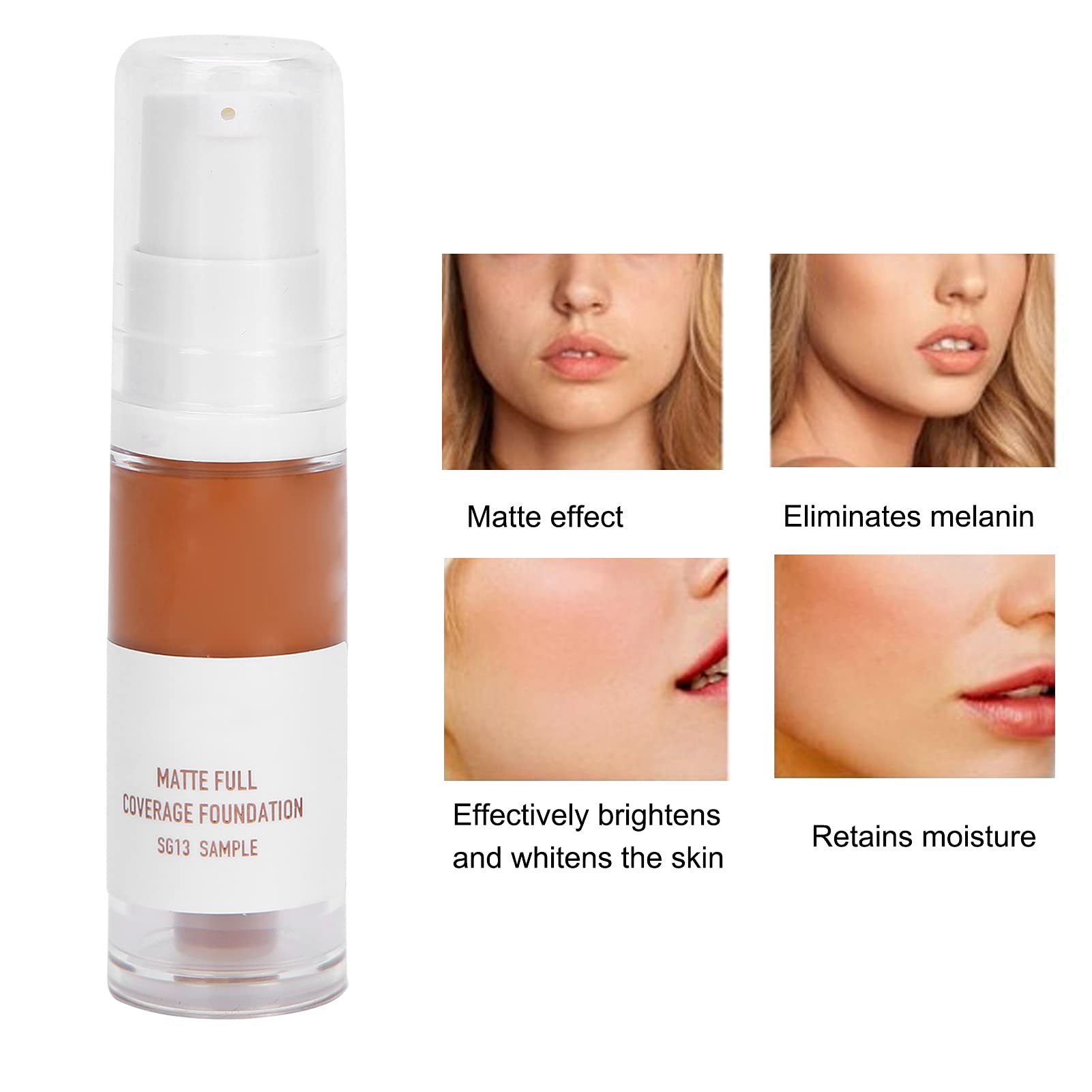 Matte + Liquid Foundation Makeup, 30ml SPF30 Sunscreen Blemish Covering Concealer, Liquid Foundation Oil Control Concealer Matte Foundation(11)