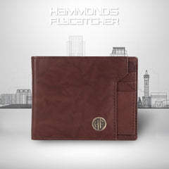 HAMMONDS FLYCATCHER Genuine Leather Wallet for Men - RFID Protected Leather Purse for Men, Money Purse for Men, Bi-Fold Wallet - 6 Card Slots, 1 Card Case, Coin Pocket, Hidden Pockets - Antique Brown