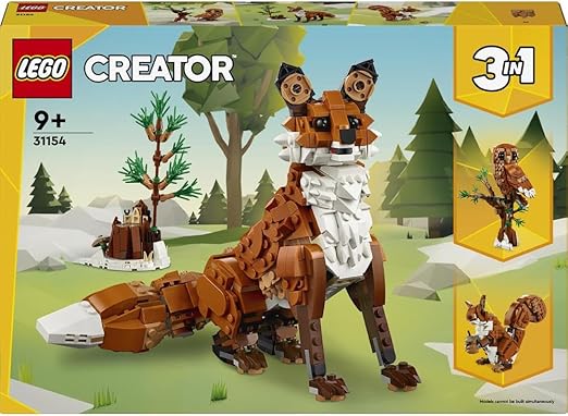 LEGO Creator 3in1 Forest Animals: Red Fox Toy to Owl Figure to Squirrel Model, Woodland Animal Toys for 9 Plus Year Old Kids, Girls & Boys, Makes a Fun Bedroom Decoration, Birthday Gift Idea 31154