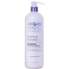 Argan Magic Purple Toning Shampoo Neutralizes Brassiness for Blonde, Grey & Highlighted Hair Infused with Argan Oil Paraben Free 32 Oz