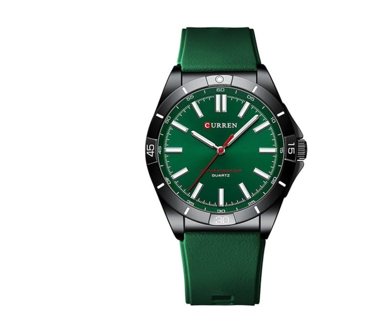 CURREN New Model CURREN Men's Analog Quartz Wrist Watches Simple Watches Silicone Band Luminous Wristwatch Business Men 8449 Fashion - GREEN