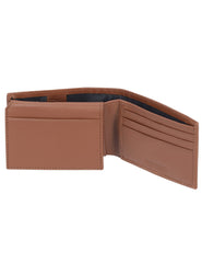 Steve madden Leather Rfid Blocking Wallet With Extra Capacity Id Window - Cognac