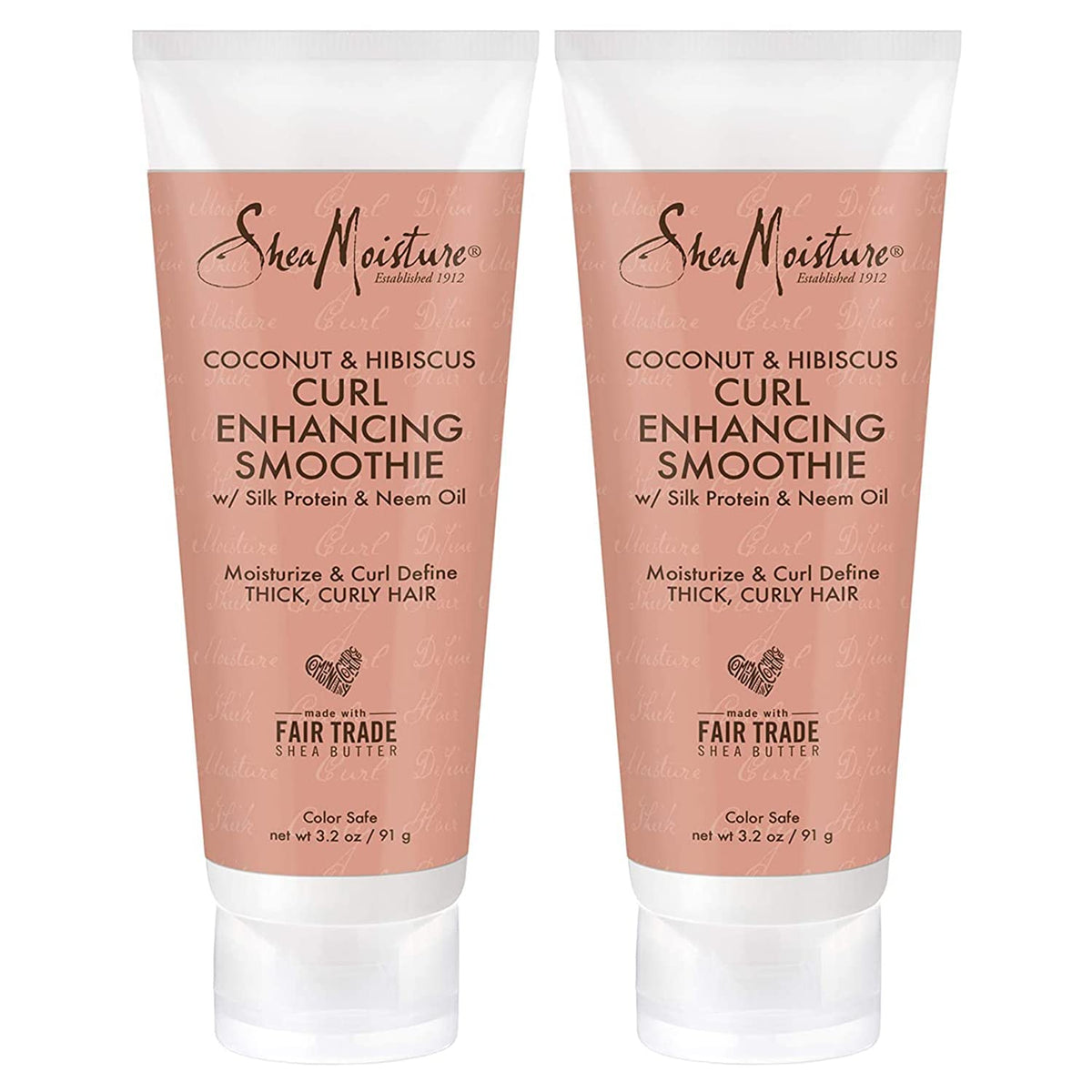 SHEA MOISTURE Curly Hair Products, Curl Enhancing Smoothie for Thick, Curly Hair, Coconut & Hibiscus to Reduce Frizz, Pack of 2 - 3.2 Oz Ea