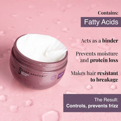 Bare Anatomy Anti Frizz Hair Mask | Frizz Control Upto 24 hours | Powered By Hyaluronic Acid & Fatty Acids | For Deep Conditioned & Frizz Free Hair | Sulphate & Paraben Free | Women & Men | 250g