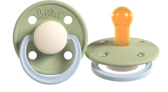 Rebael Duo Newborn Dummies 0-6 Months - Comforting Natural Rubber Round Pacifier, Safe and Easy to Sterilise Baby Soothers - 2 Pack Newborn Essentials | Flint & Pistachio