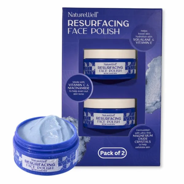 NATURE WELL Resurfacing Ultra-Fine Face Polish, Non-Abrasive Vitamin C & Niacinamide Facial Exfoliator Scrub For Radiant Skin, Revitalizes & Evens Skin Tone, Boosts Hydration, 2.3 Oz Each (Pack of 2)