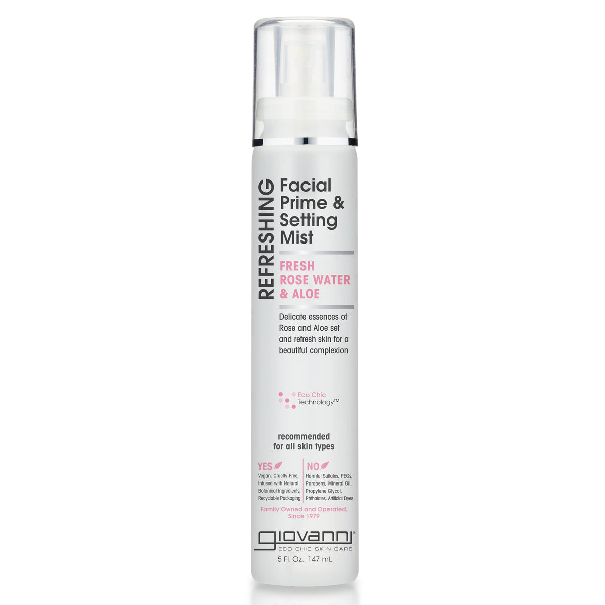 GIOVANNI Refreshes Skin for a Beautiful Complexion, 5 oz. - Refreshing Facial Prime & Setting Mist with Fresh Rose Water & Aloe