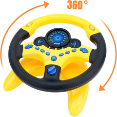 Kids Steering Wheel for Backseat | Baby Car Steering Wheel with Key Pretend Driving Simulated | Driving Steering Wheel Toy with Light and Music | Gift for Kids (Yellow)
