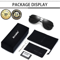 Joopin Polarized Sunglasses for Men, Classic Military Rectangular Sun Glass with Metal Frame UV Protection