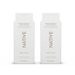 Native Body Wash Contains Naturally Derived Ingredients | For Women & Men, Sulfate, Paraben, & Dye Free Leaving Skin Soft and Hydrating | Sandalwood & Shea Butter 18 oz - 2 Pk