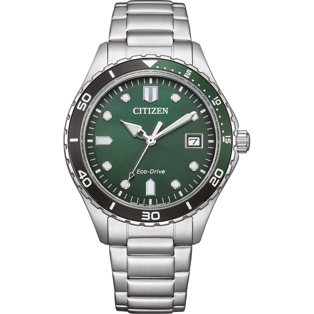 Citizen Eco-Drive Solar Watch 36 mm with Stainless Steel Link Strap Silver/Green AW1828-80X