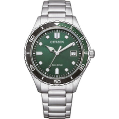 Citizen Eco-Drive Solar Watch 36 mm with Stainless Steel Link Strap Silver/Green AW1828-80X