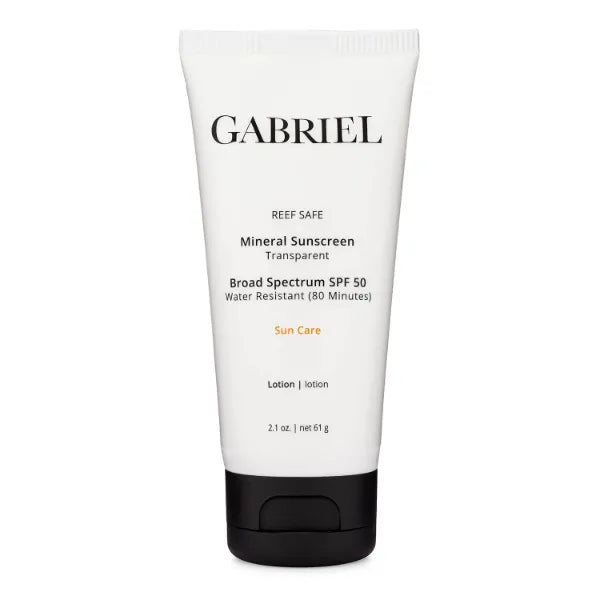 GABRIEL SPF 50 Mineral Sunscreen | Reef Safe (Octinoxate & Oxybenzone Free) | Clear, Mineral-Based Zinc Oxide Weightless Formula | Broad-Spectrum | Water Resistant, 2.1 oz
