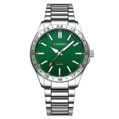 CURREN New Model CURREN Brand Light Up Dial Male Watch Simple 43mm Big Dial Stainless Steel Strap Waterproof 3ATM Men's Clock 8452 - SILBER GREEN