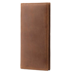 JEEBURYEE Men's Vintage Genuine Leather Long Bifold Wallet RFID Blocking Card Holder, Brown, L