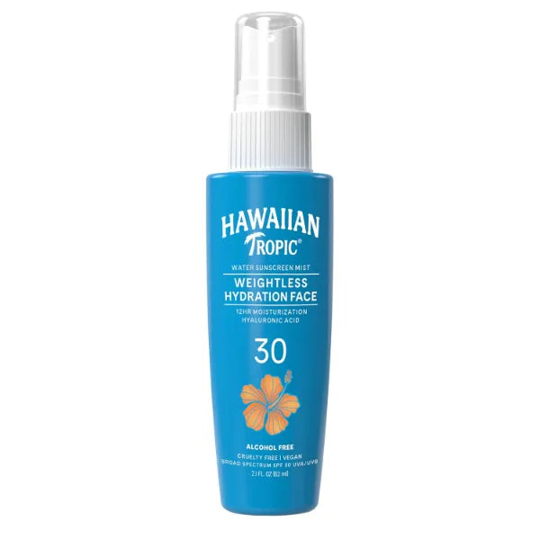 Hawaiian Tropic Weightless Hydration Face Mist SPF 30 – Lightweight, Non-Comedogenic Sunscreen Spray, Travel Size - 2.1 fl oz