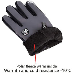 TERRIFI Winter Warm Gloves Men Women Cycling Windproof and Waterproof Pu Leather Touchscreen Cold Weather Driving Gloves, Size: M