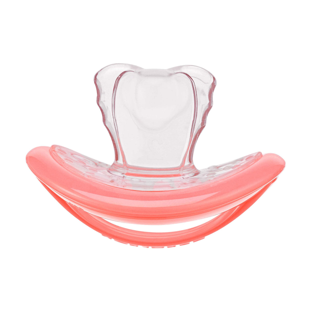 Curaprox Baby Pacifier, Toxic Free, BPA Free Dummy/Pacifier With Orthodontic Design To Prevent & Fix Misalignments - Calms & Relaxes Babies (Coral, 2)