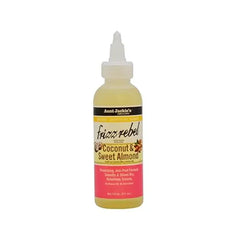 Aunt Jackie's Natural Growth Oil Blends Frizz Rebel  Coconut and Sweet Almond, Smooths and Shines Dry, Rebellious Tresses, Anti Poof Formula, 4 oz