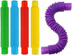 CYRon Pop Tubes Sensory Fidget Toys for Kids Adults, Pipe Tools Stress and Anxiety Relief, Cool Bendable Multi-Color Stimming (5 Pack)