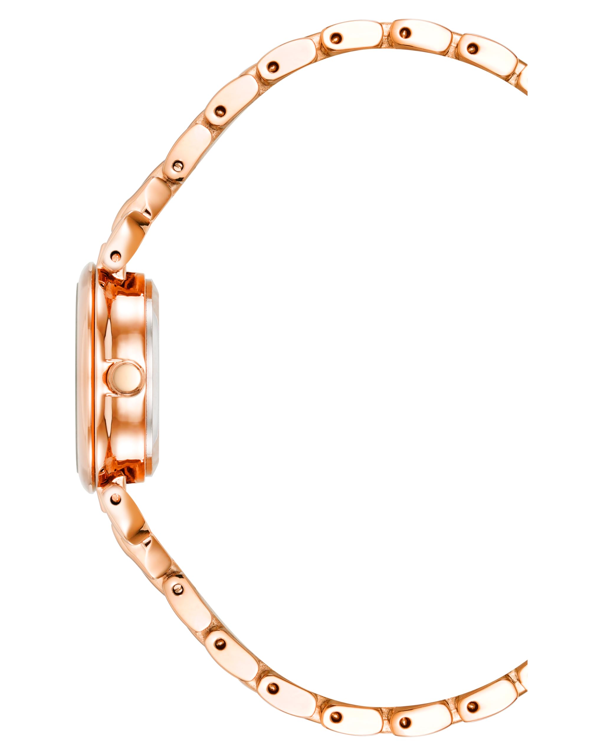 Anne Klein Round Shape Gold Bracelet White Dial Analog Watch for Women, 24 mm Size, Rose Gold/White