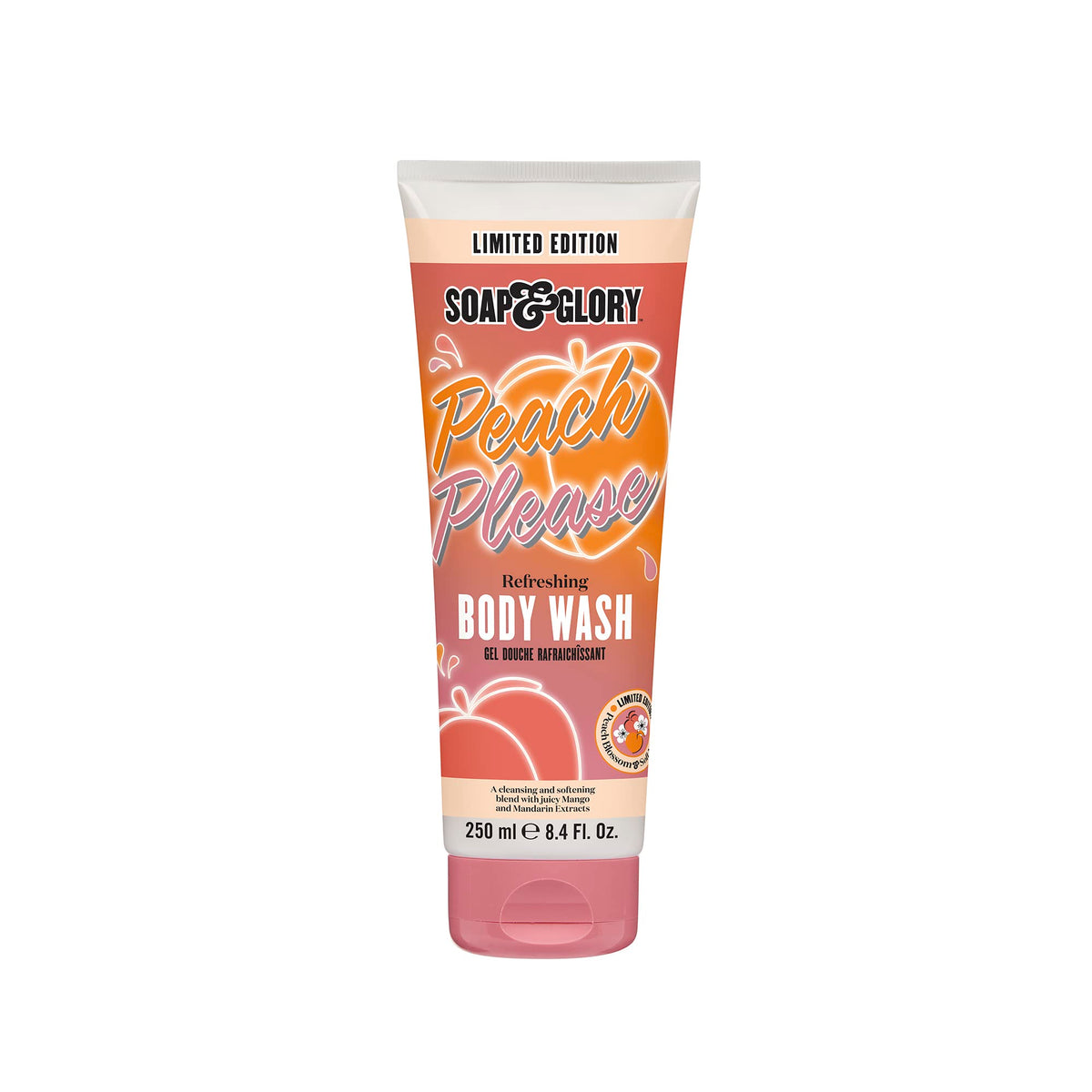 Soap & Glory Peach Please Scented Body Wash - Built-In Body Lotion for Maximum Hydration - Peach Blossom & Magnolia Scented Moisturizing Body Wash- 250ml