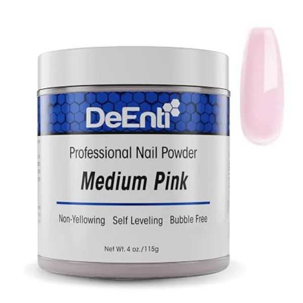 DeEnti Acrylic Nail Powder, Pink Acrylic Powder for Nails, Medium Pink 4oz