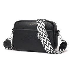 Efilra Small Crossbody Bag for Women, Genuine Leather Camera Bag Purse Crossbody, Women's Crossbody Handbag with Guitar Strap - Black