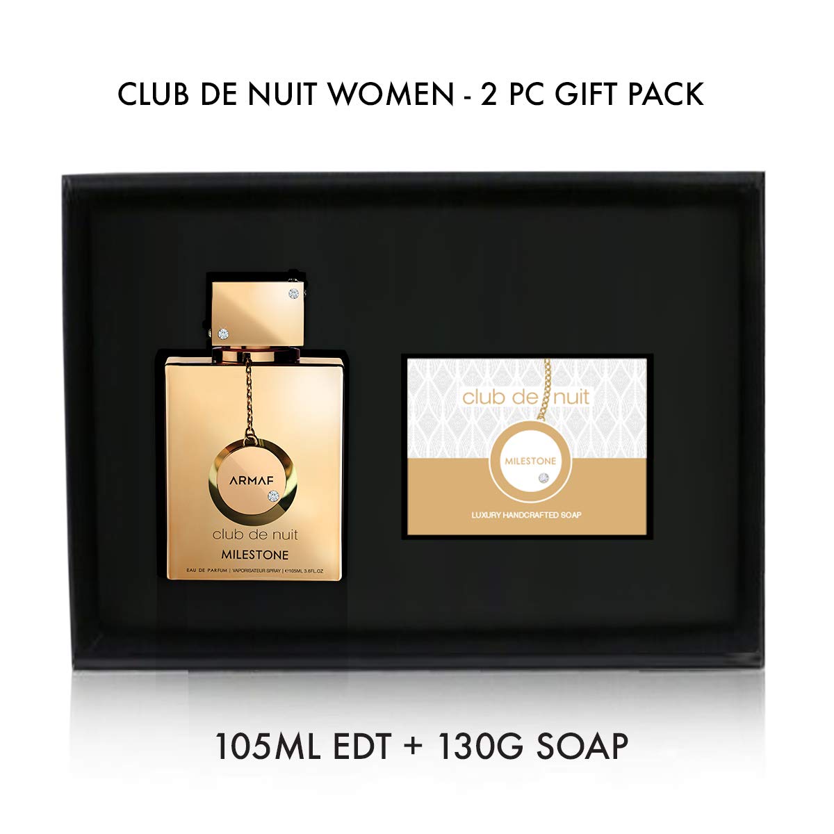 Armaf Club De Nuit Milestone Women 2 Pieces Gift Set Pink, Club De Nuit Milestone Eau De Parfum 105ml + Club De Nuit Milestone Luxury Handcrafted Soap 130g, perfumes for her