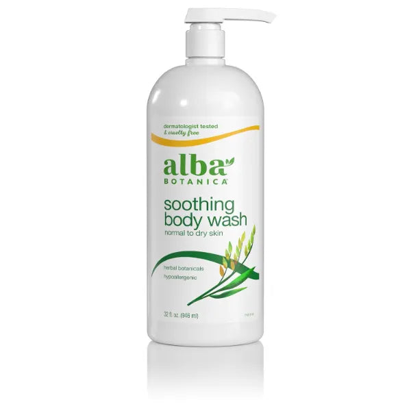 Alba Botanica Soothing Body Wash, Normal to Dry Skin, with Herbal Botanicals, 32 Oz