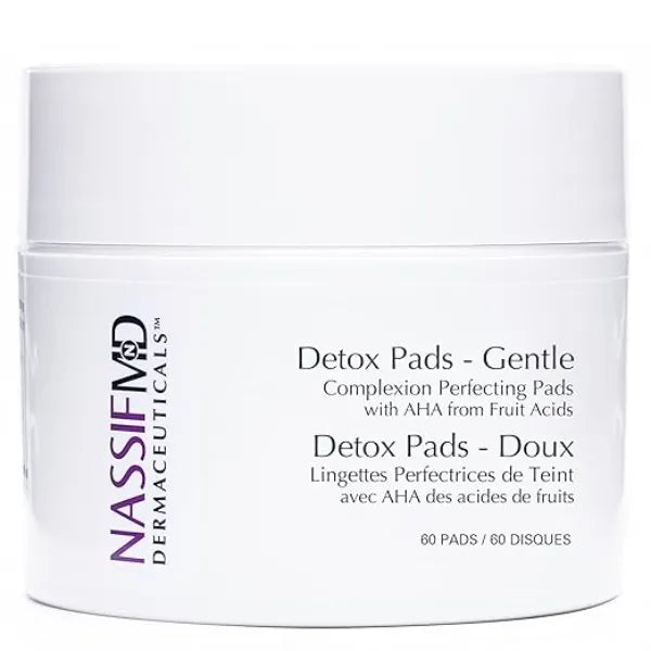 NassifMD Gentle Detox Pads, Surgeon Created Fruit Acid Complex for Sensitive Skin, Brightens, Exfoliates & Reduces Wrinkles, Dermatologist Tested