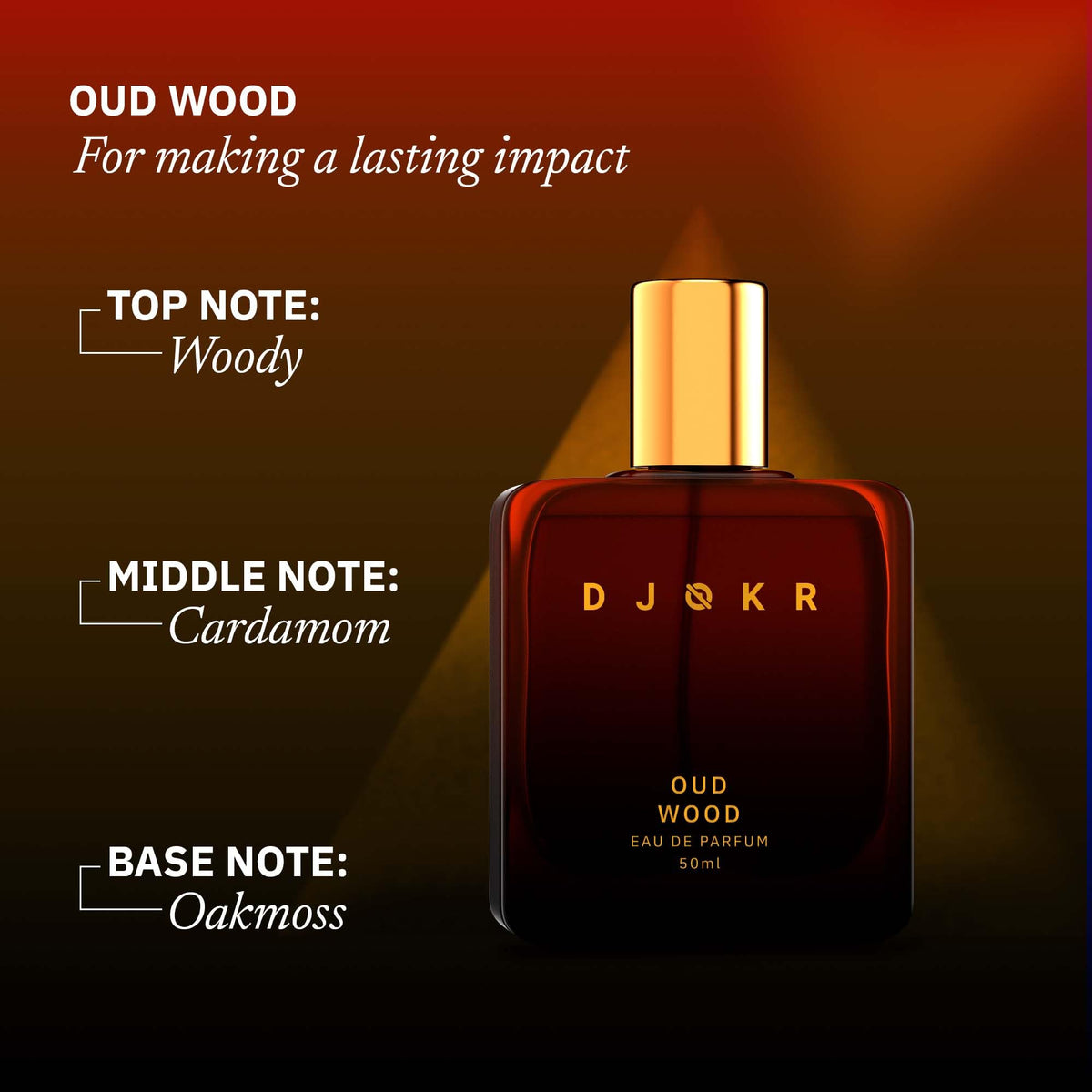 DJOKR Oudwood Perfume For Men 50 ml | Eau De Parfum | Premium Luxury Long Lasting Fragrance Spray