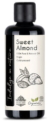 Aroma Tierra Organic Sweet Almond Oil - 100% Pure, Natural, Cold Pressed & Unrefined - Moisturizer for Skin, Hair, Body & Nails