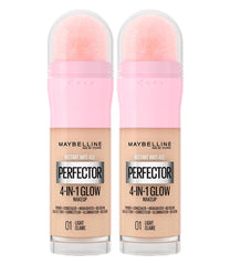 Maybelline New York Instant Age Perfector Glow 4-in-1 Concealer BB Cream Highlighter Primer Colour 01 Light Claire with Application Sponge - 2 Bottles of 20 ml