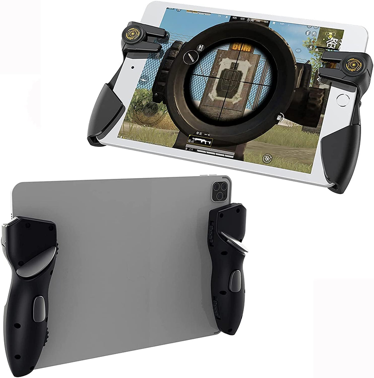 SCAUA Tablet Game Joystick Trigger Handle 6 Finger Shooter Fire Aim Button Controller Fits for IPAD, Android Tablet Game Accessories (2+4)