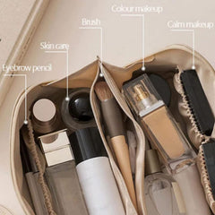 Large Capacity Travel Cosmetic Bag, Double Layer Train Case Makeup Bag, Waterproof Portable Leather Makeup Bags, Toiletry Bag for Makeup Brushes, Multifunctional Storage Makeup Bags for Women (Black)