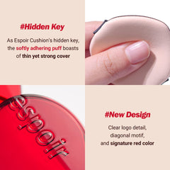 Espoir Pro Tailor Be Velvet Cushion SPF34 PA++ #3 Petal 0.45oz with 0.45oz Refill | Lightweight Matte Skin Full Coverage Cushion Foundation | Flawless Finish, Long-Lasting Comfort | Korean Makeup